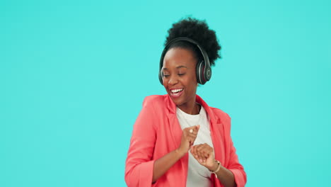 Dance,-music-and-black-woman-with-headphones-to