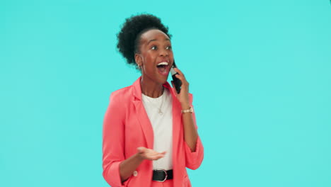 Phone-call,-happy-and-young-businesswoman
