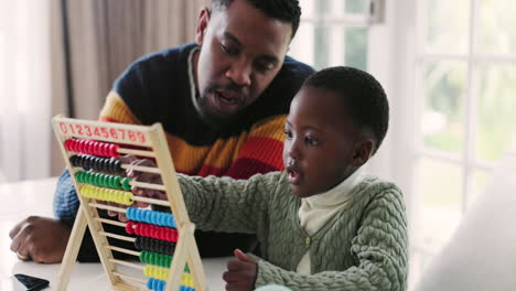 Black-family,-abacus-and-father-with-child