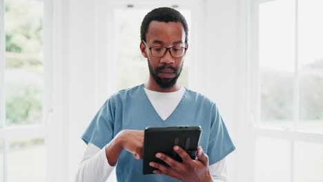 Smile,-tablet-and-a-black-man-physiotherapist