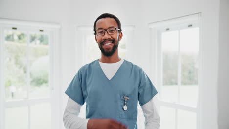 Face,-black-man-and-surgeon-with-arms-crossed