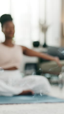 Yoga,-incense-smoke-and-a-black-woman-on-the-floor