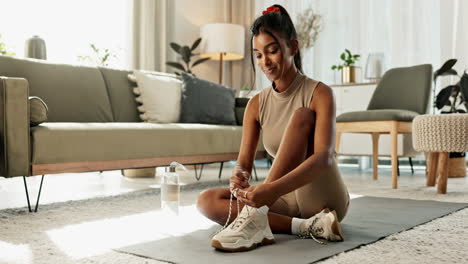 Woman,-home-and-lace-shoes-for-exercise