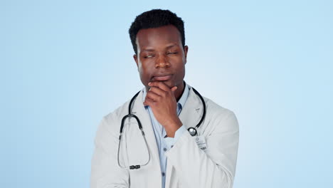 Thinking-doctor,-serious-black-man