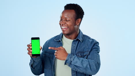 Man,-face-and-phone-green-screen-for-marketing