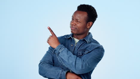 Face,-black-man-and-hand-pointing-in-studio