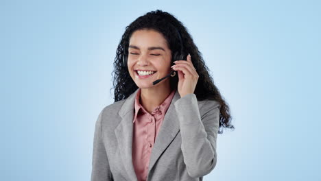Call-center,-woman-or-smile-in-studio-for-customer