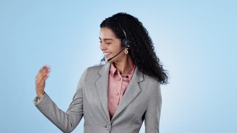 Customer-service,-happy-woman-or-palm-gesture