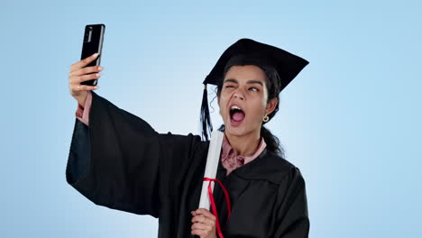 Selfie,-celebration-and-woman-with-a-degree