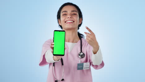 Arzt,-Frau-Und-Telefon-Grüner-Bildschirm