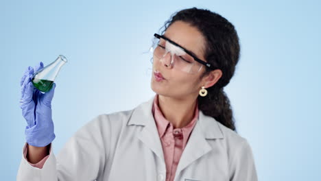 Women,-scientist-and-glass-beaker-for-chemical