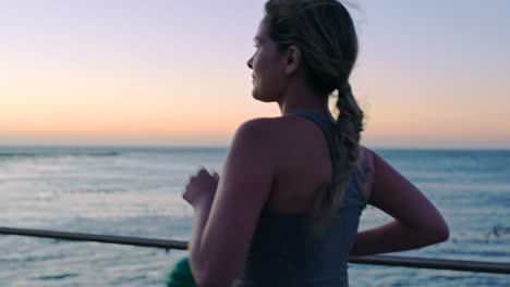Sunset,-exercise-and-pregnant-woman-running
