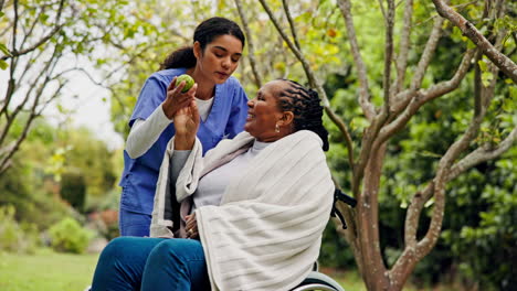 Caregiver,-senior-woman-and-park-with-wellness