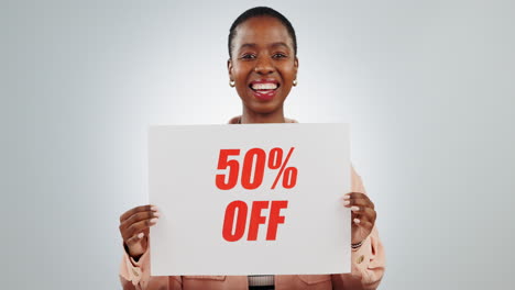 Sale,-sign-and-woman-with-a-promotion