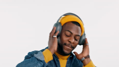 Music-headphones,-dancing-or-happy-black-man