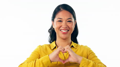Happy-asian-woman,-face-and-heart-hands-for-love