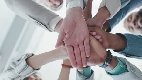Business-people,-hands-or-teamwork-in-low-angle