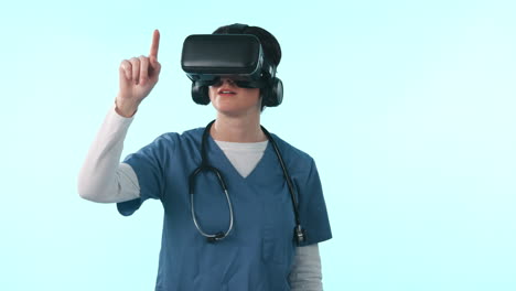 Mujer,-Médico-Y-Gafas-De-Realidad-Virtual.