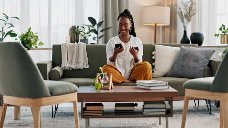 Happy,-black-woman-and-credit-card-with-phone
