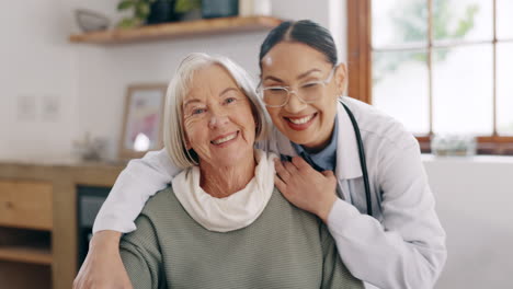 Face,-smile-and-doctor-with-senior-woman-in-home
