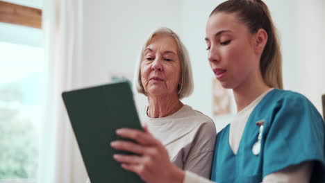 Krankenschwester,-Patient-Und-Gespräch-Per-Videoanruf-Mit-Tablet