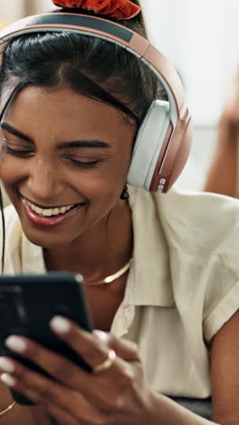 Music,-phone-and-happy-woman-singing