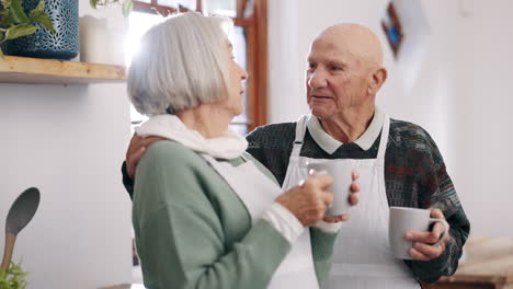 Senior-couple,-kiss-or-coffee-in-communication