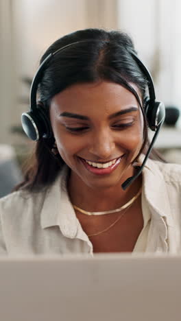 Woman,-call-center-and-laptop-for-home