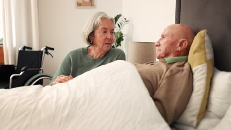 Bed,-sick-and-senior-couple-holding-hands