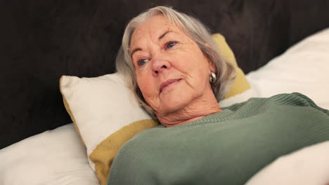 Senior,-woman-and-awake-for-lying-in-bed