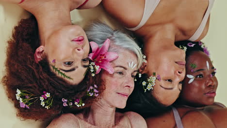 Diversity,-face-flowers-and-women-relax-for-self