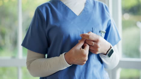 Anxiety,-hands-and-closeup-of-nervous-nurse