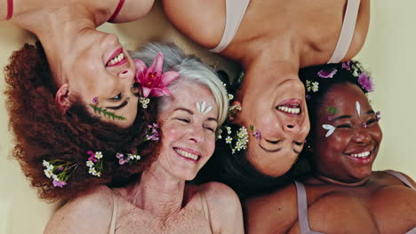 Diversity,-face-flowers-or-women-laugh-with-self