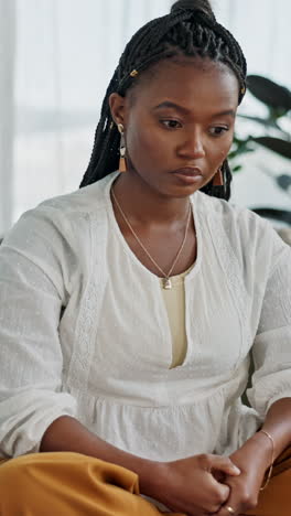 Stress,-anxiety-and-black-woman-in-home-thinking