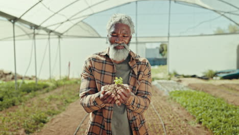 Farmer,-senior-man-and-face-with-soil-growth
