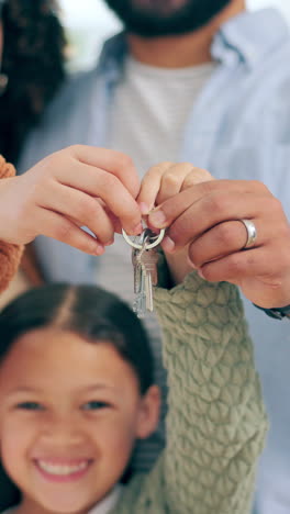 Parents,-happy-and-house-keys-with-child