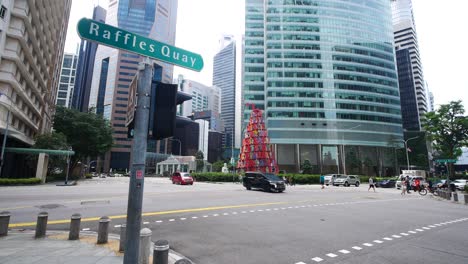 Singapore,-marina-bay-1st-june-2022-low-angle-view-of-ocean-financial-center-,