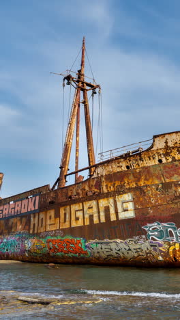 Dimitrios-shipwreck-in-the-peloponnese-greece-in-vertical