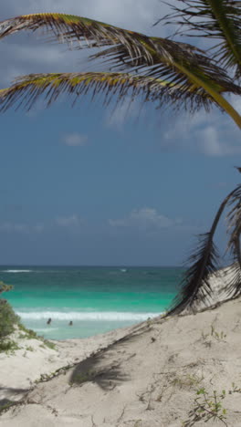 Hermosa-Playa-Y-Mar-Del-Caribe,-México-En-Formato-Vertical