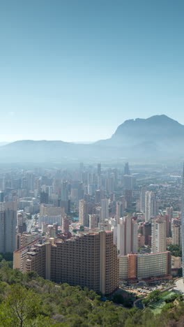 skyline-of-benidorm-seaside-resort,-spain-in-vertical