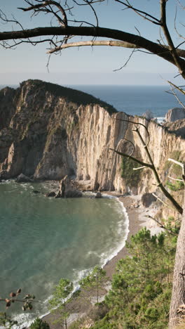 Playa-Silencio,-Cudillero,-Spain-In-Vertical