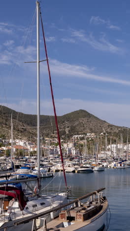 marina-in-sitges,-spain-in-vertical