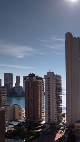 skyline-of-benidorm-seaside-resort,-spain-in-vertical