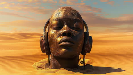 ancient-stone-heads-in-dystopian-desert-setting-wearing-headphones-made-with-generative-art