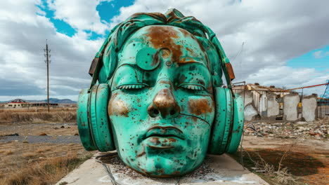 ancient-stone-heads-in-dystopian-desert-setting-wearing-headphones-made-with-generative-art