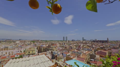 Skyline-Von-Barcelona,-Aufgenommen-Von-Einem-Hohen-Aussichtspunkt-Im-Stadtzentrum