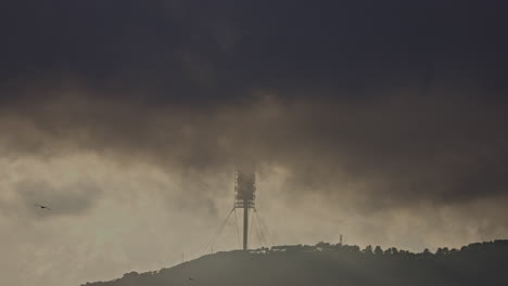 Barcelona-Tibidabo-Blick-Mit-Stürmischen-Himmel