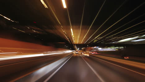 Barcelona-POV-Stadtverkehr-Zeitraffer-Bei-Nacht