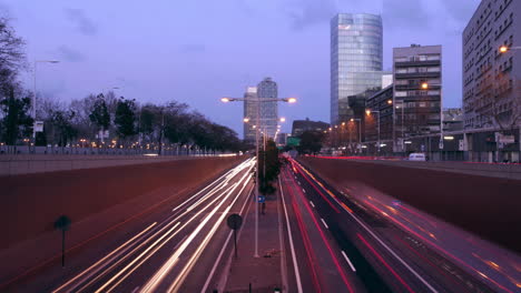 Zeitraffer-Der-Stadt-Barcelona-Bei-Nacht