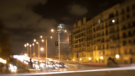 Time-lapse-Del-Tráfico-Urbano-De-Barcelona-Por-La-Noche